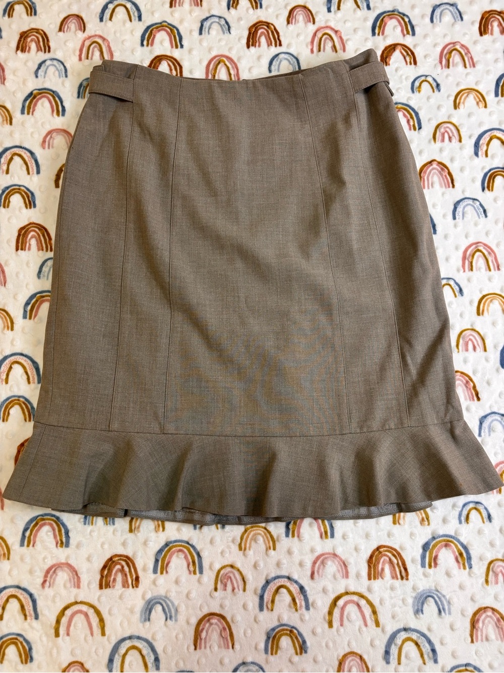 Worthington Taupe Pencil Skirt with Ruffle Hem